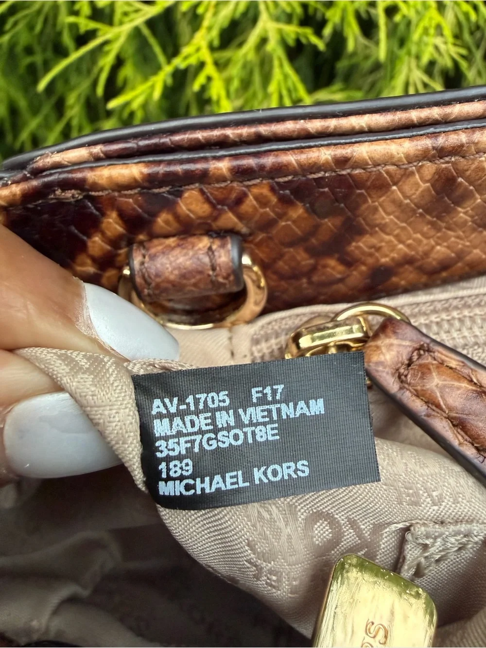 Michael Kors Brown Snakeskin Embossed Satchel Crossbody Brown Python Print